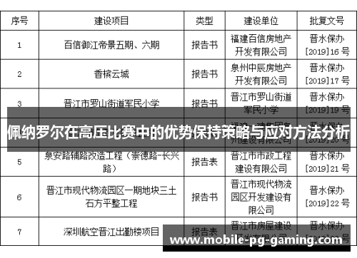 佩纳罗尔在高压比赛中的优势保持策略与应对方法分析